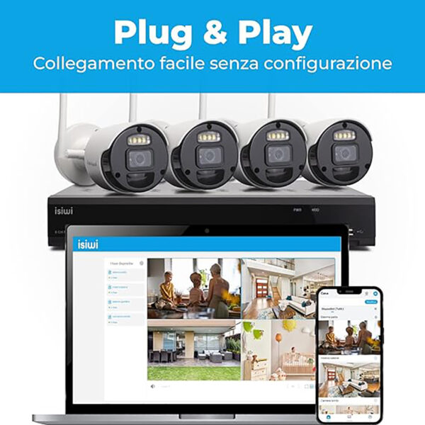 Siwi Connect S4 Kit Videosorveglianza WiFi per Uso Interno/Esterno - immagine 2